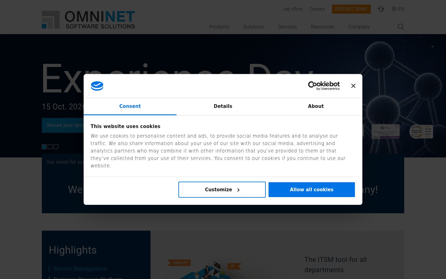 Zrzut ekranu banera zgody wyświetlanego przed jakąkolwiek interakcją