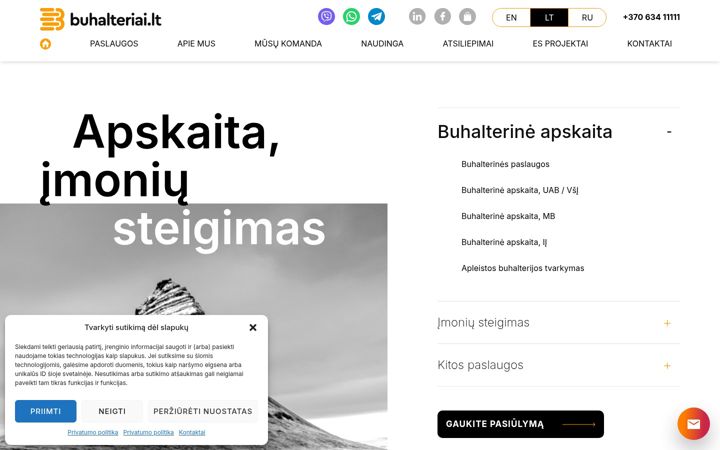 Kuvakaappaus sivustosta buhalteriai.lt