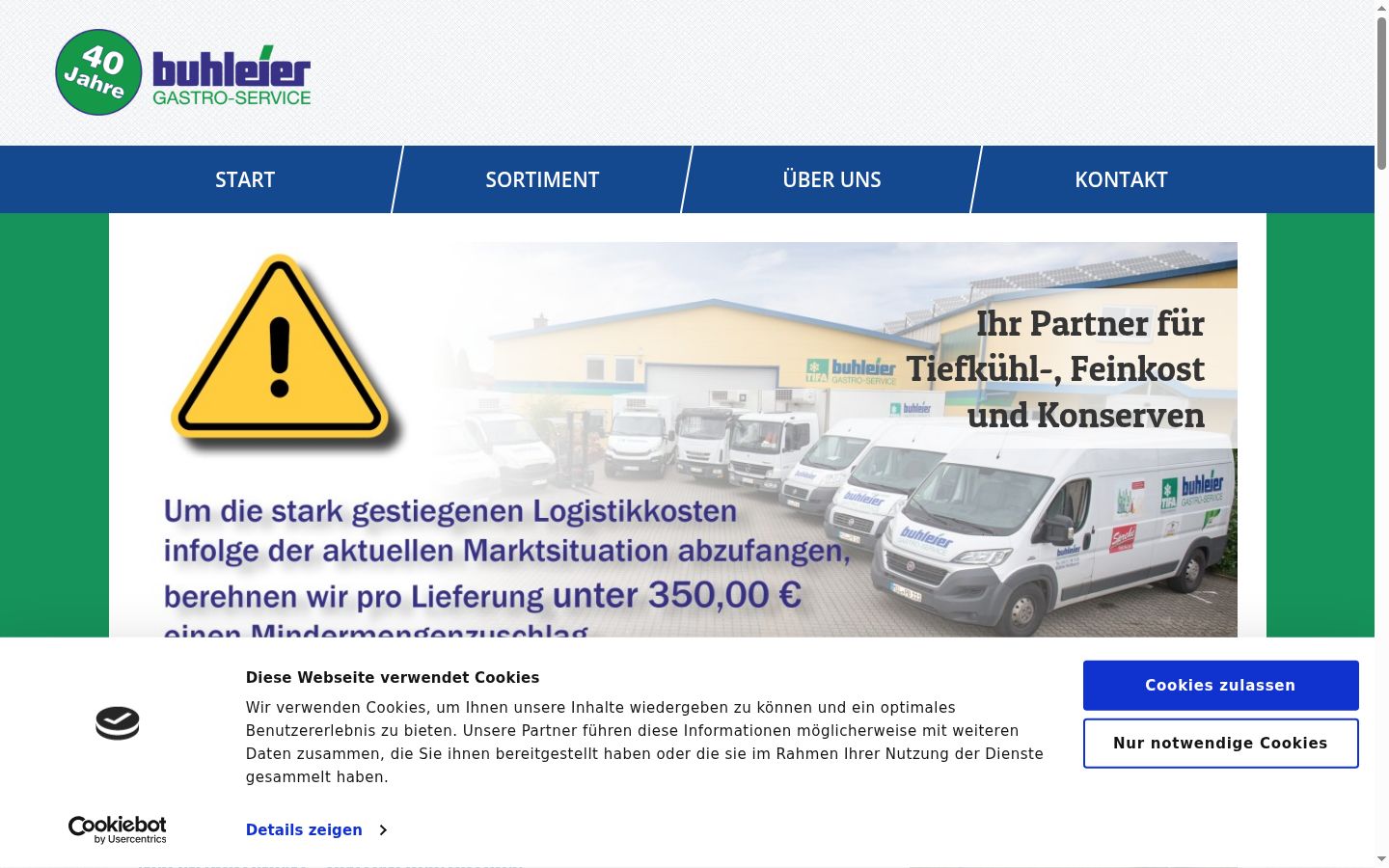 Screenshot des Einwilligungsbanners vor jeglicher Interaktion