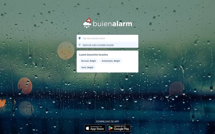 Screenshot of buienalarm.be