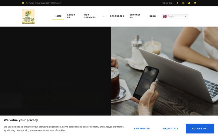 Screenshot of build4abundance.com
