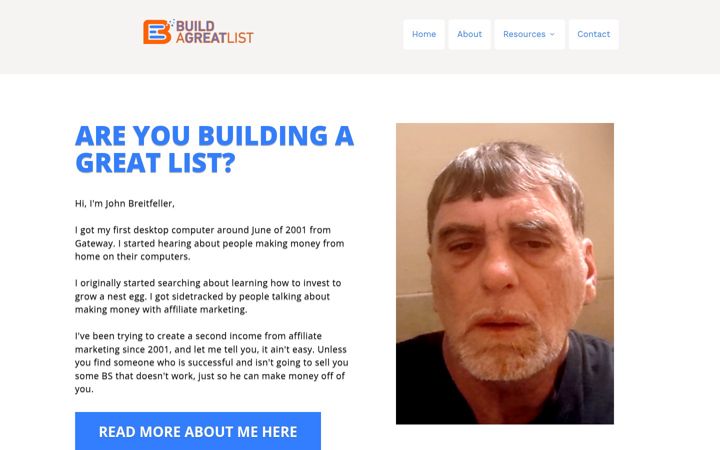 Screenshot of buildagreatlist.com