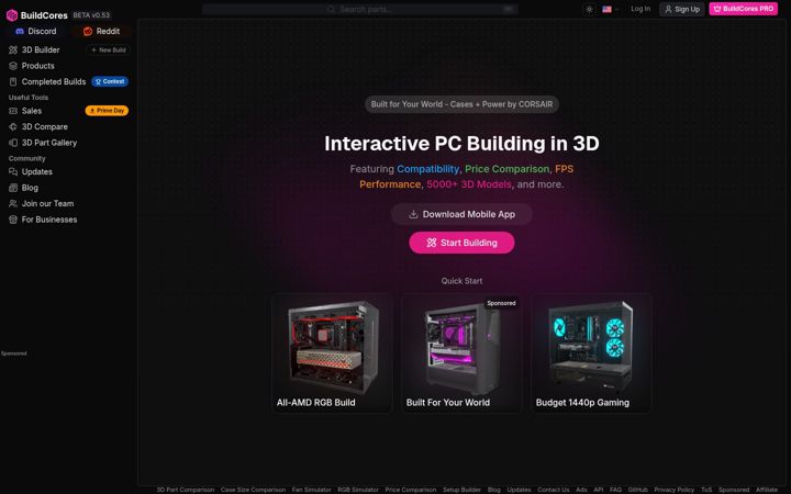Screenshot of buildcores.com
