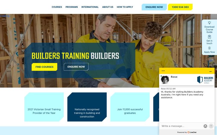 Screenshot of buildersacademy.edu.au