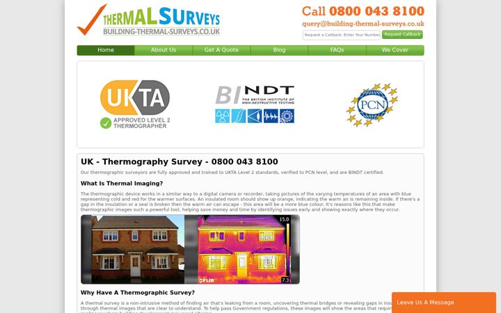 Screenshot of building-thermal-surveys.co.uk
