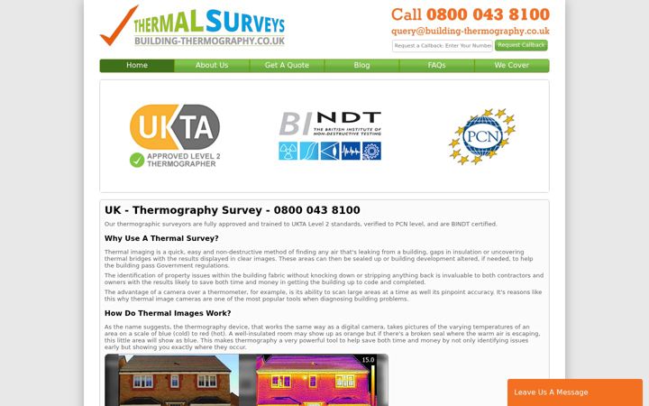 Screenshot of building-thermography.co.uk