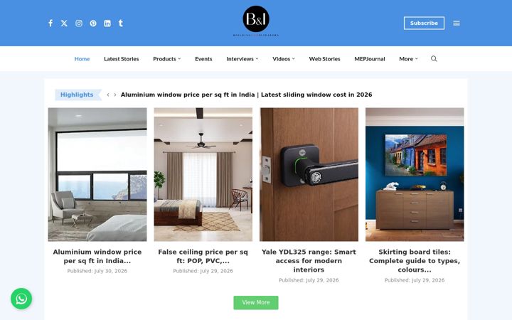 Screenshot of buildingandinteriors.com