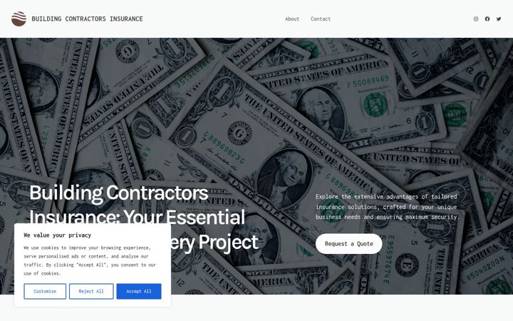 Screenshot of buildingcontractorsinsurance.co.uk