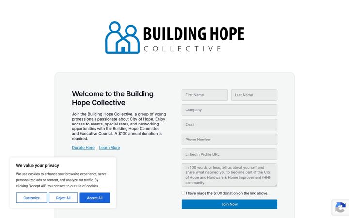 Screenshot of buildinghopecollective.com