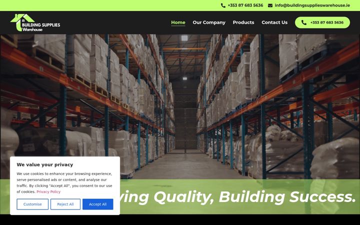 Screenshot of buildingsupplieswarehouse.ie