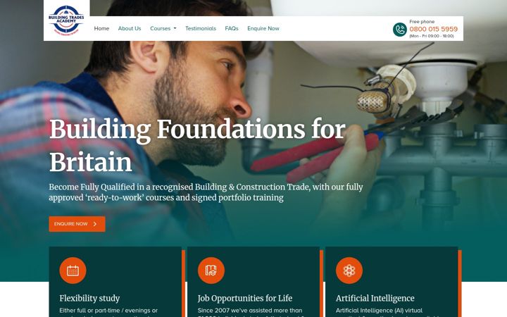 Screenshot of buildingtradesacademy.uk
