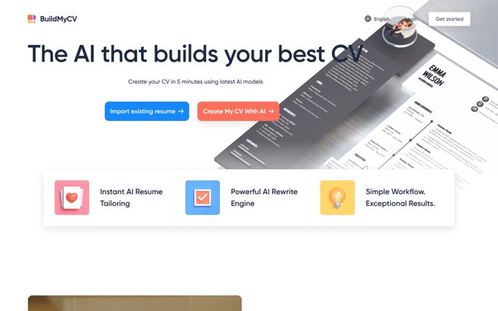 Screenshot of buildmycv.io