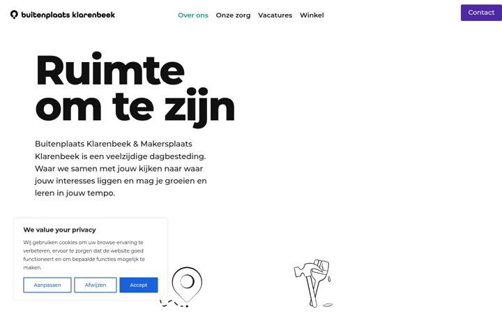 Posnetek zaslona buitenplaatsklarenbeek.nl