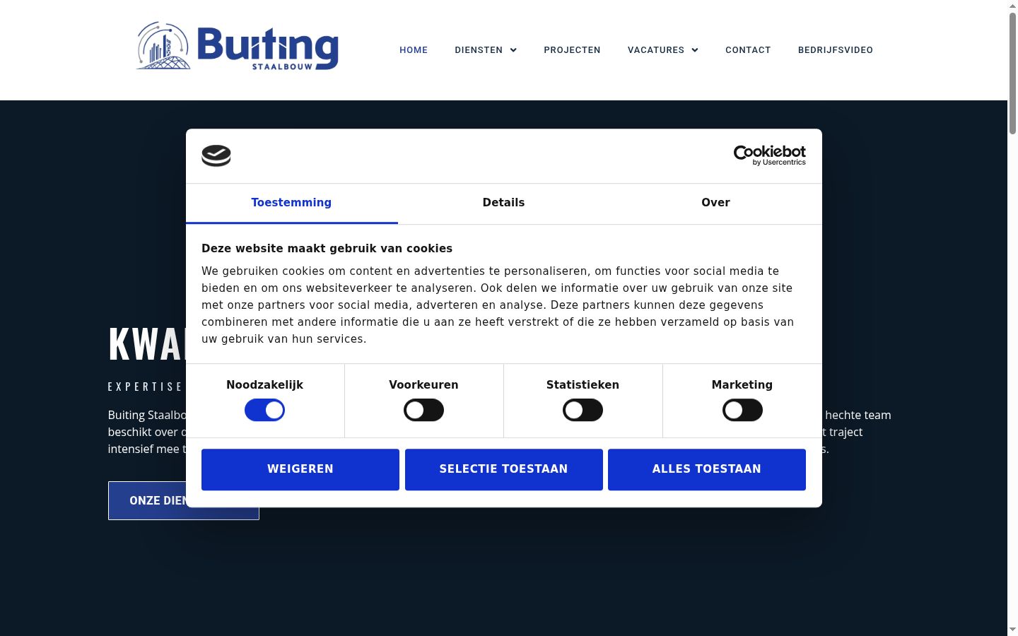 Screenshot del banner di consenso mostrato prima di qualsiasi interazione