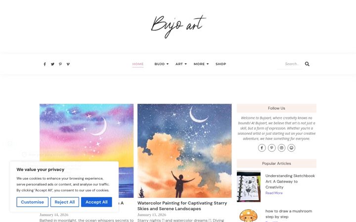 Screenshot of bujoart.com