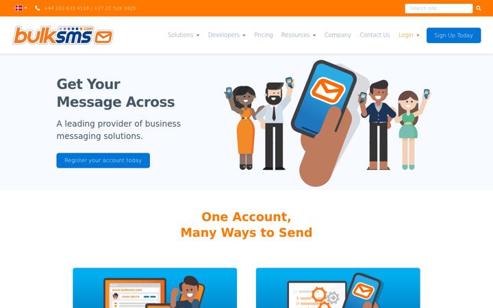 Screenshot ta' bulksms.com