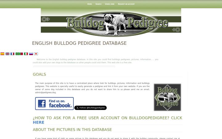 Ekraanipilt saidist bulldogpedigree.com