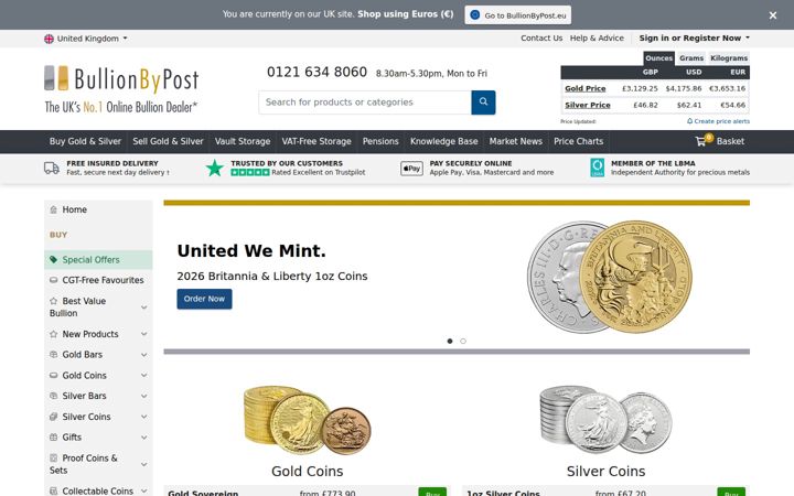 Screenshot of bullionbypost.co.uk