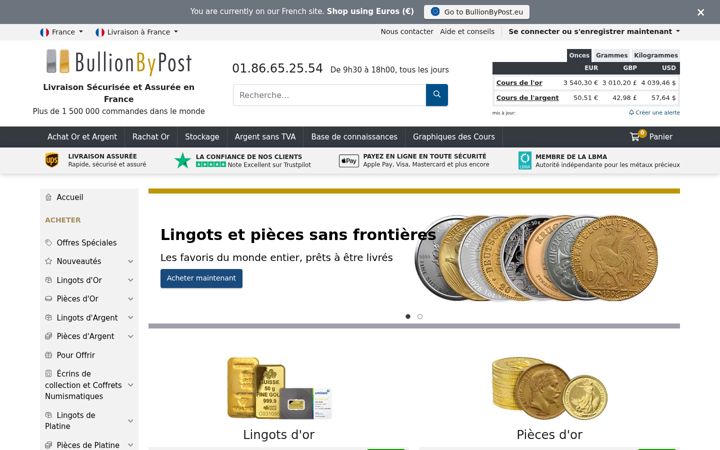 Screenshot of bullionbypost.fr