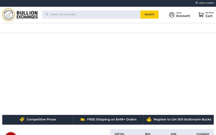 Screenshot of bullionexchanges.com