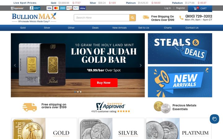 Screenshot of bullionmax.com