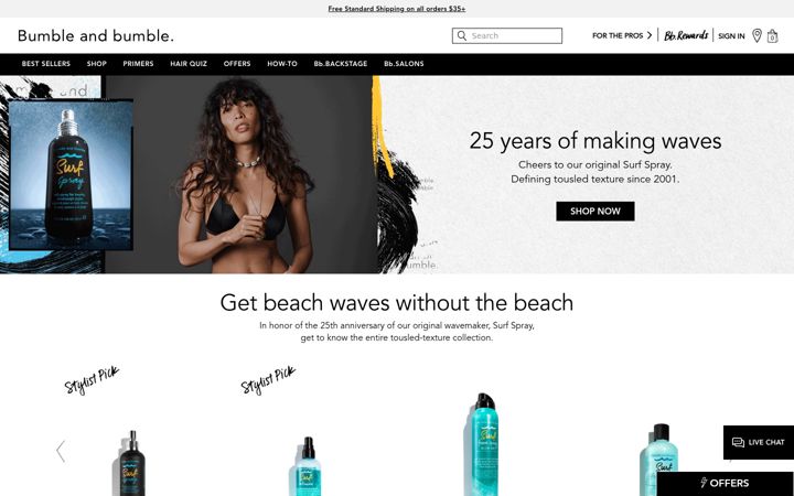 Screenshot of bumbleandbumble.com