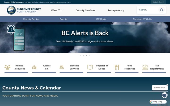 Screenshot ta' buncombecounty.org