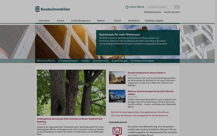 Screenshot of bundesimmobilien.de