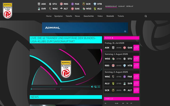 Capture d'écran de bundesliga.at