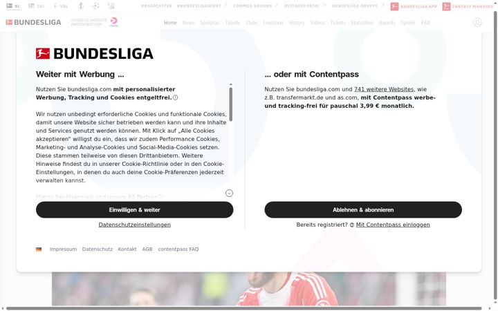 Screenshot of bundesliga.de