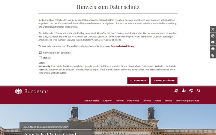 Zrzut ekranu bundesrat.de