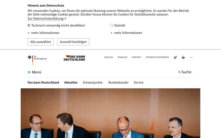 Snímek obrazovky bundesregierung.de