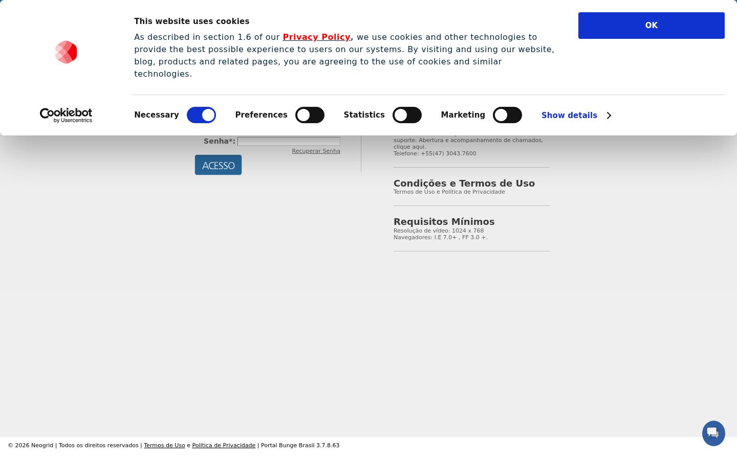 Screenshot des Einwilligungsbanners vor jeglicher Interaktion