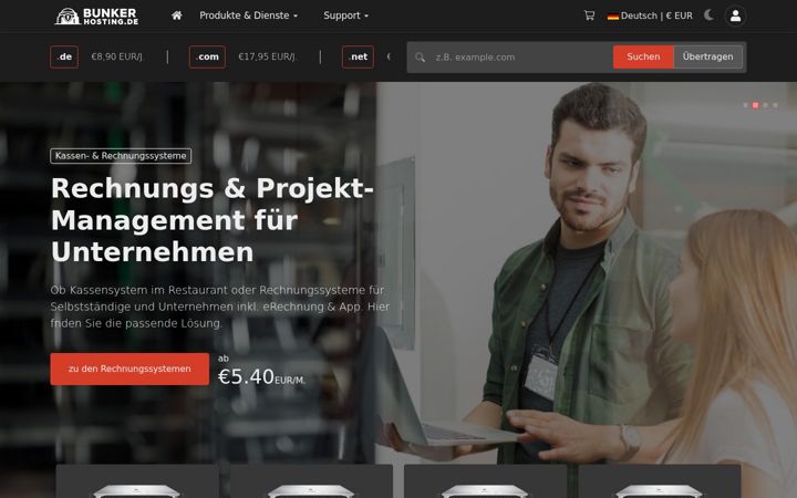 Screenshot ta' bunkerhosting.de