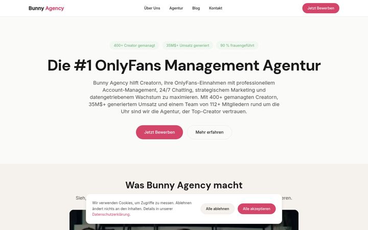 Screenshot ta' bunny-agency.de