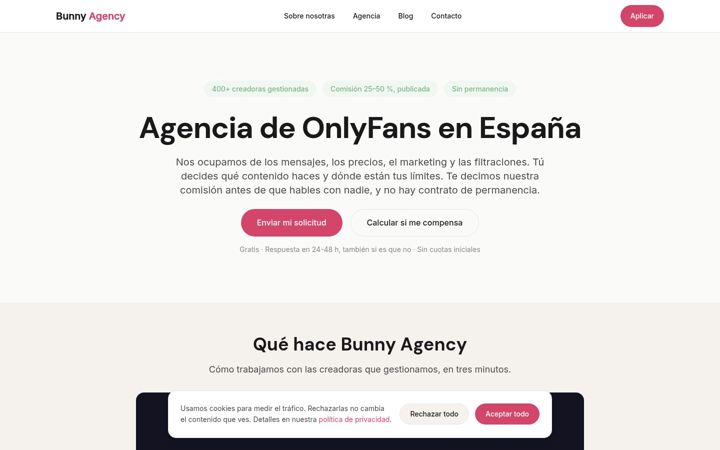 Screenshot of bunny-agency.es