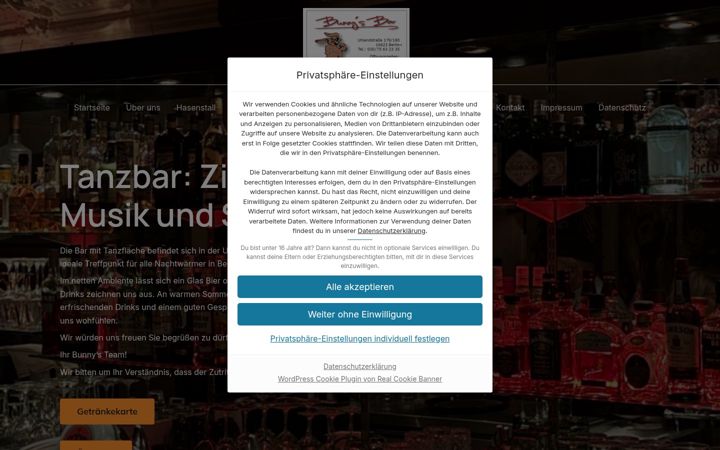 Zrzut ekranu bunnys-bar.de