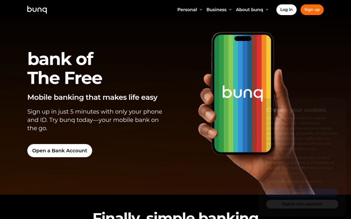 Skjámynd af bunq.com