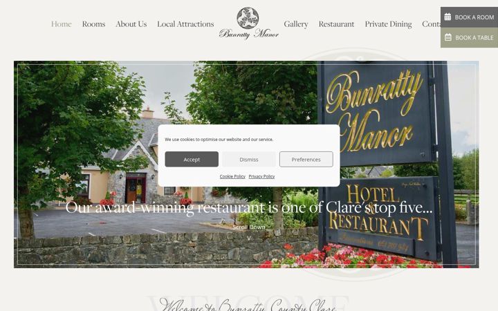 Screenshot of bunrattymanor.ie