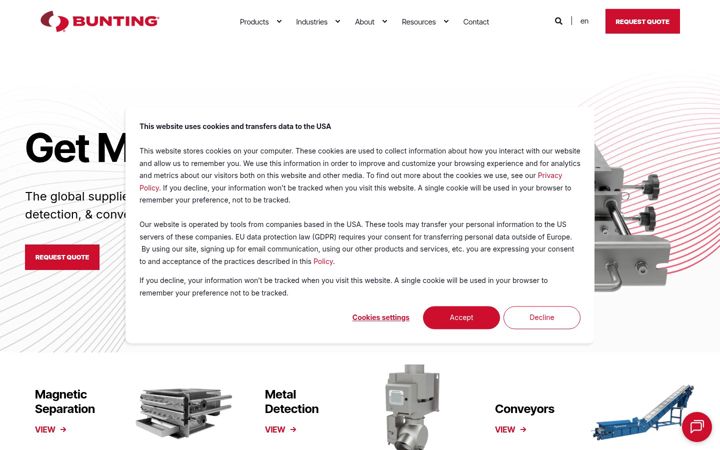 Screenshot of bunting.com