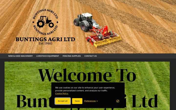 Screenshot of buntingsagri.co.uk