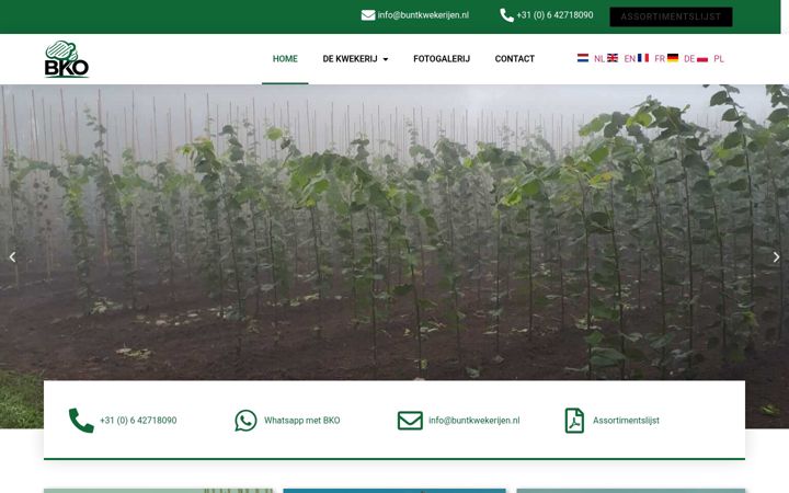 Screenshot of buntkwekerijen.nl