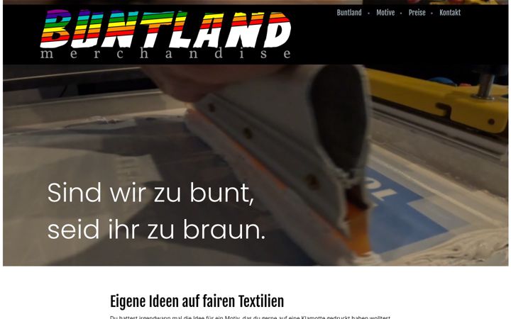 Capture d'écran de buntlandmerchandise.de