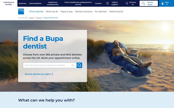 Screenshot of bupadentalcare.co.uk