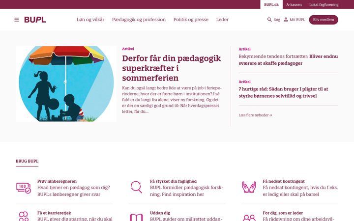 Screenshot of bupl.dk