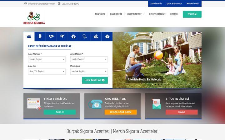 Skærmbillede af burcaksigorta.com.tr