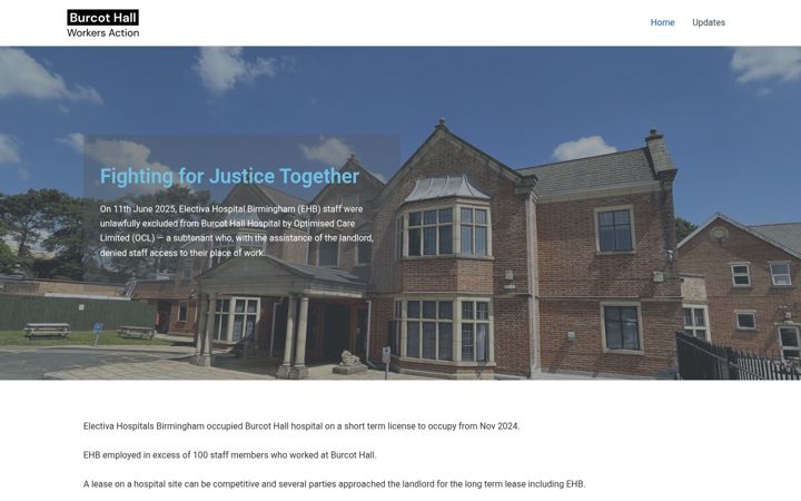Screenshot of burcothallworkersaction.co.uk