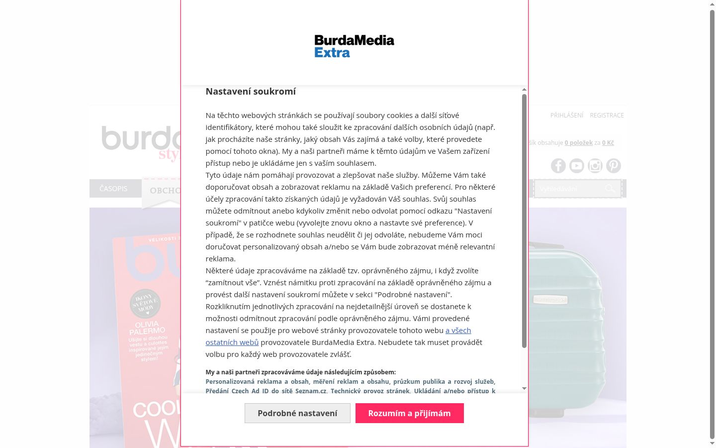 Zrzut ekranu banera zgody wyświetlanego przed jakąkolwiek interakcją