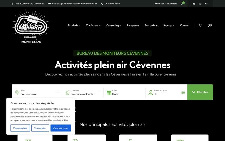 Екранна снимка на bureau-des-moniteurs-cevennes.fr