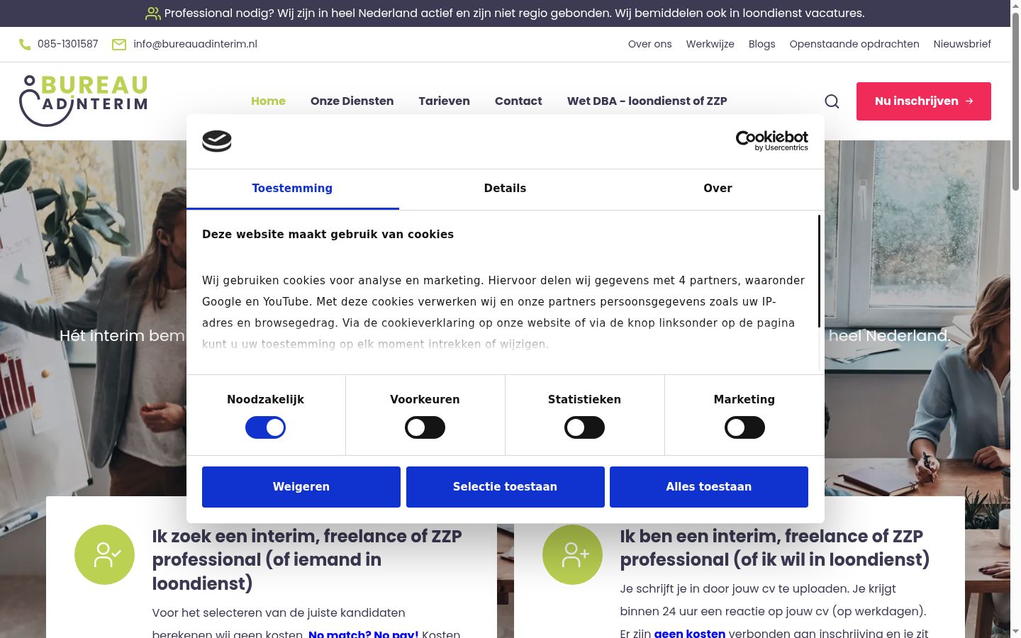 Screenshot tal-banner tal-kunsens muri qabel kwalunkwe interazzjoni